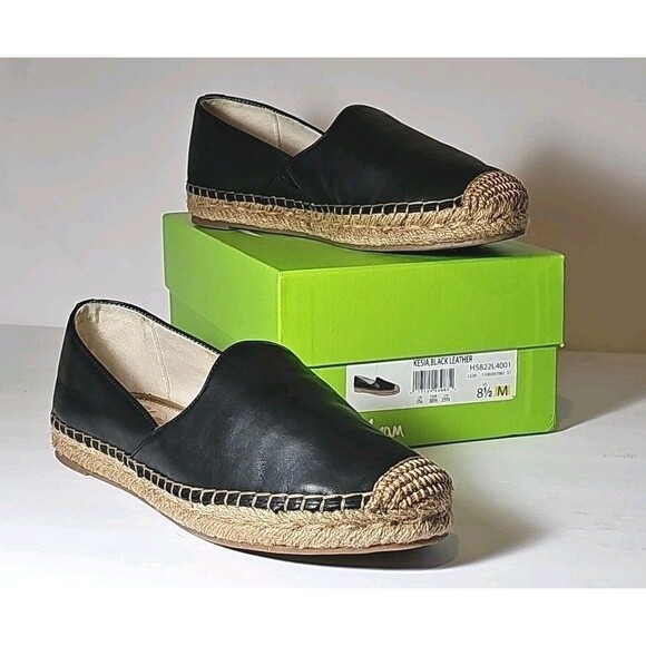 **Sam Edelman Womens Kesia Black Leather Slip On Espadrilles Flats Size 8.5 M - Picture 1 of 9
